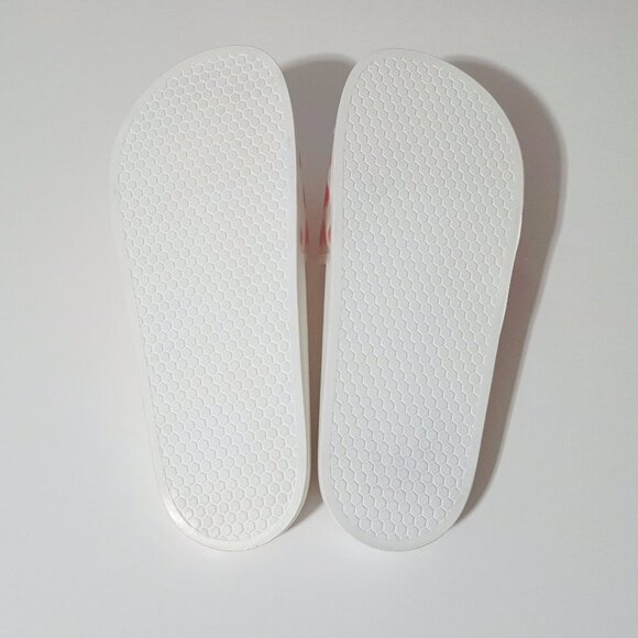 NWOT Love Moschino red & white heart print hologram flat pool slide sandals, 41 - Picture 16 of 16
